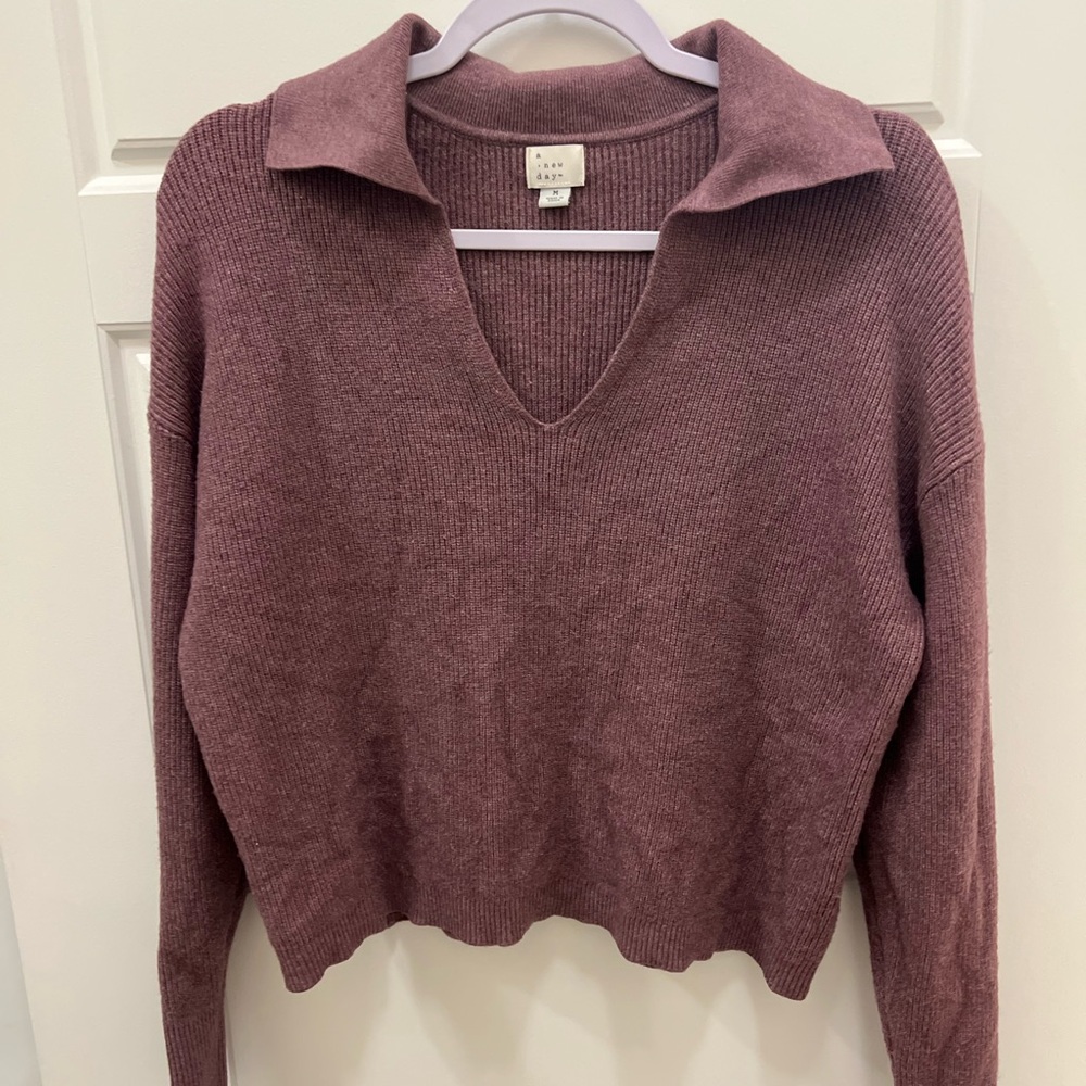 Women's V-Neck Sweater in Plum